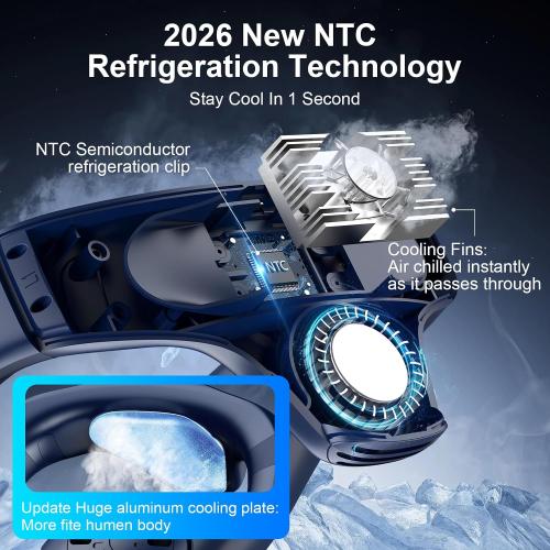 Neck Air Conditioner Fans That Blow Cold Air, 6000 mAh Battery Operated Wearable Cooling Device Fan, Bladeless, Rechargeable Fan, Blue