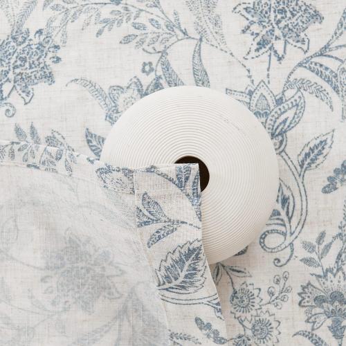 Lazzzy Linen Farmhouse Curtains for Living Room 84 Inch Length Floral Print Window Curtains Semi Sheer Drapes for Bedroom Country Light Filtering Curtain Grommet Top 2 Panels Blue on Beige