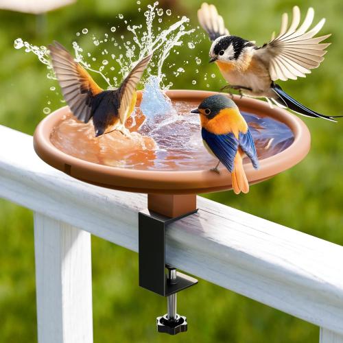 Adjustable 12 Bird Bath Bowl for Balcony & Garden - Easy to Install&Clean, Deck Mounted