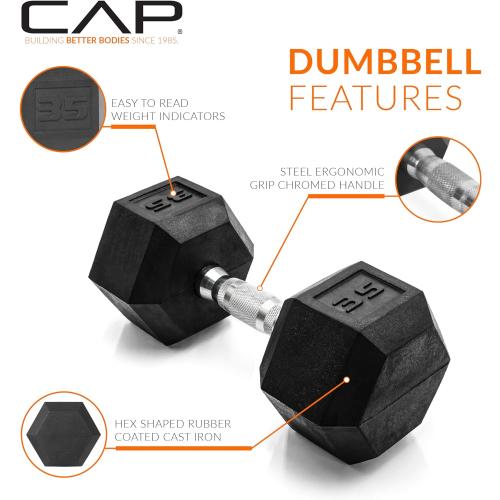 CAP Barbell Coated Hex Dumbbell Weight | Multiple Options