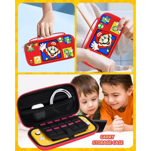 Xinocy for Nintendo Switch for Switch Lite Carrying Case - Cute Kawaii Design for Switch Lite Travel Cases Portable Storage Carry Protective Hard Shell for Women Girls Boys Teens, Red