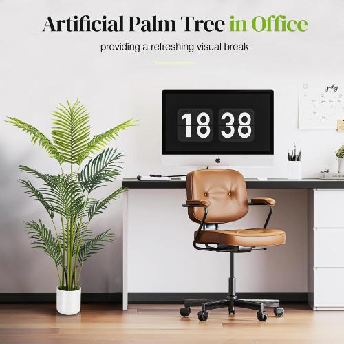Artificial Palm Tree 4FT, Suntee Fake Tree with White Tall Planter 2 Pack, Faux Tropical Areca Floor Plant in Pot, Artificial Silk Plant for Home Office Living Room Decor Indoor