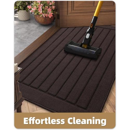Color&Geometry Large Door Mat Indoor Entrance 36x59 Non Slip Dirt Trapper, Absorbent Doormat, Washable Rug for Entryway, Low Profile, Easy Clean Patio Porch, Brown, (Rolled-up NO Creases)