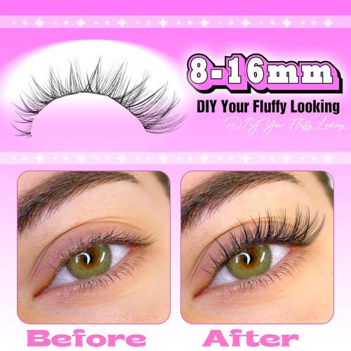 ALICE Natural Cluster Eyelash Extensions Lash Clusters DIY Lash Extensions Wispy Eyelash Clusters Individual Lashes 154pcs