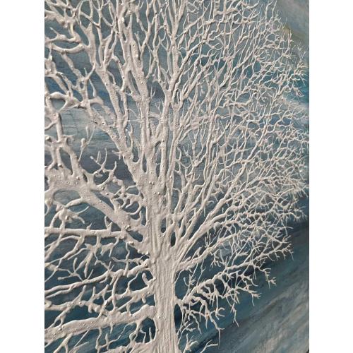 Yihui Arts Canvas Art Wall Decor, White Birch Trees Landscape Picture Painting, Modern Nature Teal Artwork Prints, Large Size Framed for Home Decor