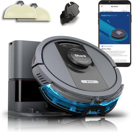 Shark Matrix Plus 2in1 Robot Vacuum & Mop with Sonic Mopping, Matrix Clean, Home Mapping, Bagless Self Empty Base, Voice Control, for Pet Hair, WiFi, RV2400WS (Renewed)