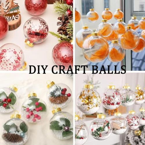 Clear DlY Fillable Ornaments Balls,2.36 Transparent Balls Plastic Baubles for Crafting DlY,Round Clear Ball Ornament forXmas Tree,Home Decoration,Wedding,Party,Christmas