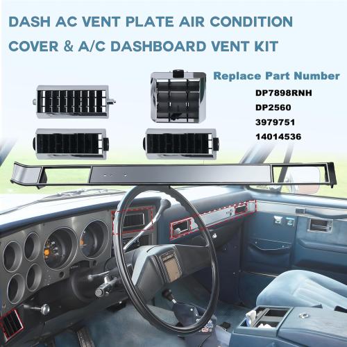 DP7898RNH DP2560 Dash AC Vent Plate Air Condition Cover for 1981-91 Chevy Blazer Suburban GMC Jimmy,for 1981-87 Chevrolet Silverado C10,3979751 14014536 A/C Dashboard Vent Kit for Chevy GMC 1981-87