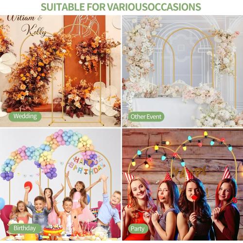 Metal Arch Backdrop Stand 7.2FT 6FT Wedding Arch Backdrop Stand Set of 2 Gold Arch Backdrop Stand for Valentines Day Party Wedding Ceremony Baby Shower Birthday Floral Balloon Decration