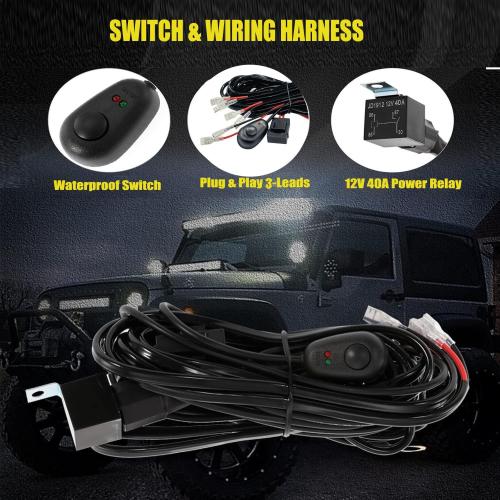 LED Light Bar Kits for Truck - 22 Inch Curved 390W Led Light Bar, 4 Inch Led Pod Lights 12V 24V Off-Road Driving Work Lights for ATV Tractor Pickup Cart with Wiring Harness Kit-3 Lead (Missing cable)