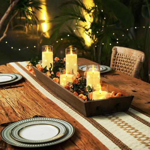 Homemory Pure White Flameless Candles with Embedded Star String Fairy Lights, Battery Operated Candle, LED Candles, Fake Candles with Remote Control and Timer, Set of 5(H4 5 6 8 8)