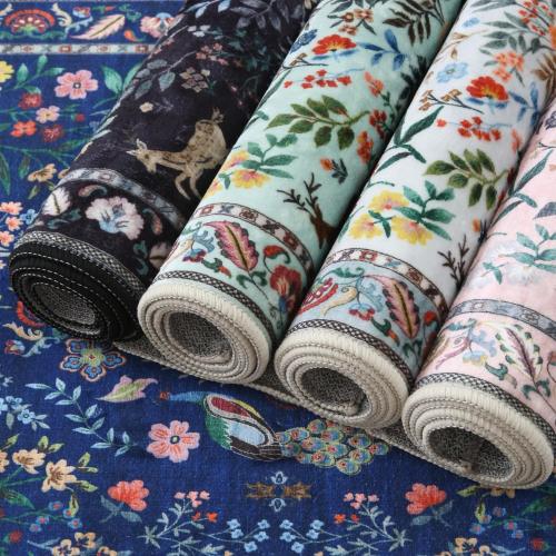 Rugcomf Area Rugs for Living Room Washable Rug Floral Non-Slip Large Rug for Living Room, Bedroom, Farmhouse, Dining Room, Kids Playroom(Blue)