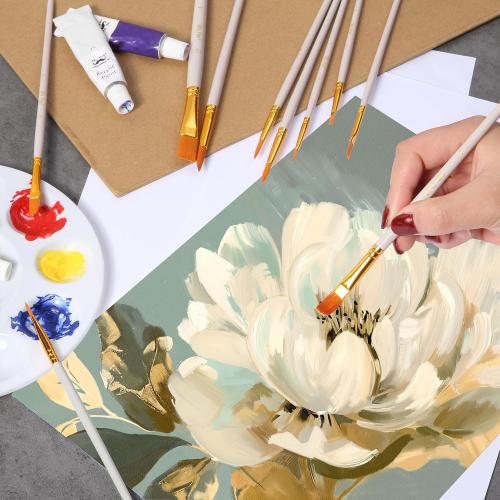 Mr. Pen- Acrylic Paint Brushes Set, 10 Pack, Round & Pointed Tip, Nylon Hair Artist Brushes for Watercolor, Oil, Rock, Face, Nail, Miniature, Canvas, Detailing, Drawing, Art Supplies
