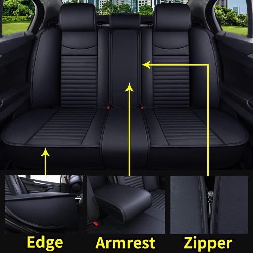 Black Aierxuan 5 Car Seat Covers Full Set Waterproof Leather Universal Fit Nissan Honda Civic CRV Hrv Kia Sorento Toyota Corolla 4Runner Camry Hyundai Jeep Ford Focus Edge Mazda (Full Set, Black)