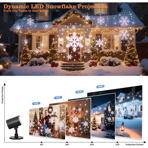 Christmas Projector Lights Outdoor, Snowflake Lights Night, Christmas Dynamic Snow Lamp Projection, Xmas Holiday Indoor Party Decor, Waterproof Snow Flake Projector Light Home Decorations