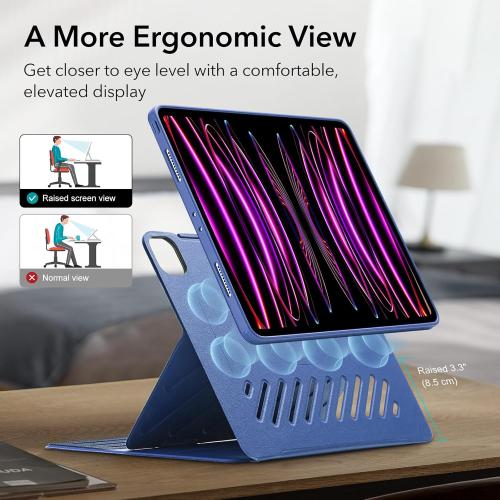 ESR for iPad Pro 12.9 Case (6th/5th Generation, 2022/2021), Removable Magnetic Cover, Adjustable Portrait/Landscape Stand with Raised Display View, 9 Standing Angles, Shift Series, Blue