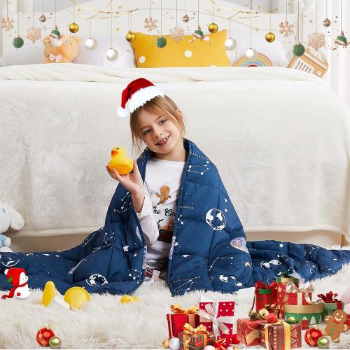 Weighted Blanket - 5 lbs Navy Starry Sky Heavy Blanket - Breathable Blanket