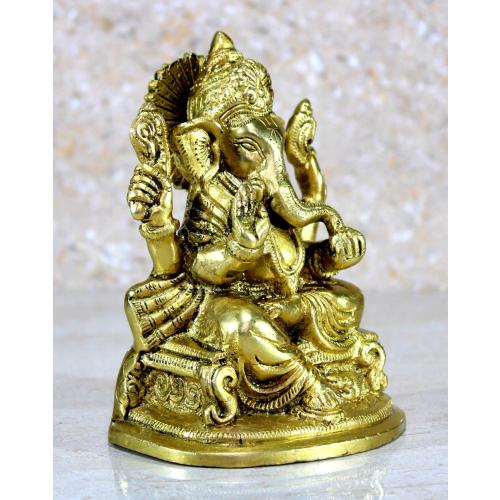 eSplanade 5 Ganesha Brass Showpiece | Home Decor | Ganesh Ganesha Ganpati Ganapati Murti Idol (Sitting Ganesha)