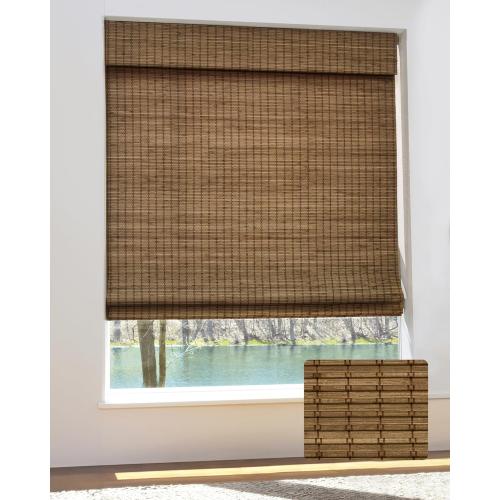 Cordless Bamboo Roman Shades for Windows, Blinds Size (20 W ×64 H) Colour (Highfield Teak)