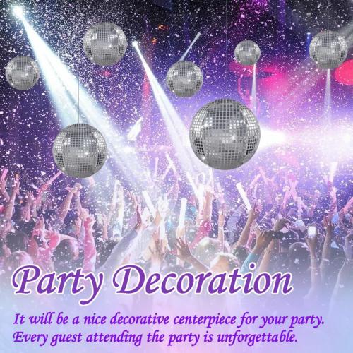 4 Pieces 11 Inch Inflatable Disco Ball ，Inflatable Ball with Disco Ball Cover Rope，Christmas Hanging Decorated ，Disco Ball Party Decorations, Party Design for Swimming Pool Decorations Outdoor