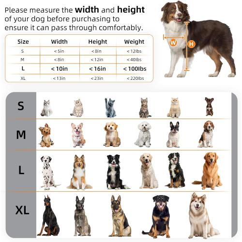 MIAOTONG 3-Flap Dog Door for Wall, Energy-Efficient Insulated Pet Door for Wall, Aluminum Lock Doggy Door for Wall,Steel Frame and Telescoping Tunnel Dog Doors(Pets Up to 100 Lb) -Large