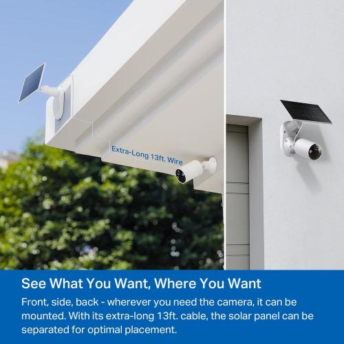 TP-Link SolarCam C402 Kit, Outdoor Battery Camera w/Solar Panel Base, Wireless, 1080P, Free Person Detection, SD/Cloud Storage, Color Night Vision, No Hub Needed, Works w/Alexa