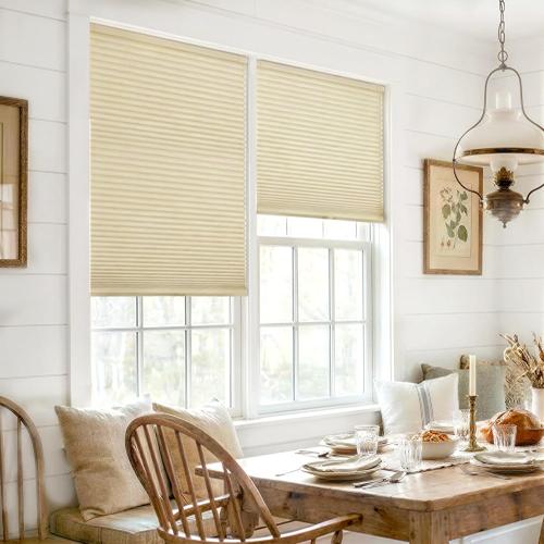 LazBlinds No Drill Cordless Cellular Shades, 33 1/2 W × 48 H, Soft Cream | Blackout Honeycomb Shades Thermal Insulation Noise Reduction Glare Control Blinds for Windows