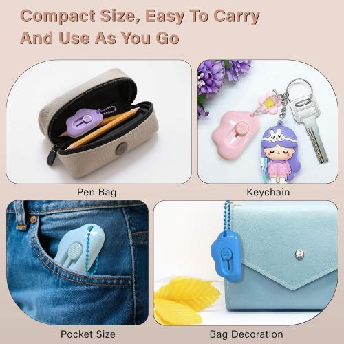 Cloud Shaped Retractable Box Cutter Set - 6 Pack with Key Rings,Stainless Steel Blade,Safe & Portable Letter Opener for Envelopes,Package,Mail,DIY,Paper Cutter for Home,Office,Outdoor (6 Color)