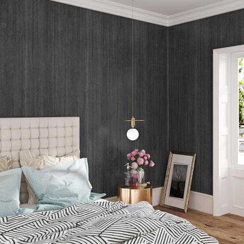WESTICK Large Black Wood Wallpaper Peel and Stick Wood Grain Contact Paper 36x394 Wooden Wallpaper Self Adhesive Removable Wooden Vinyl Countertop Contact Paper for Kitchen Countertops Desk Cabinets