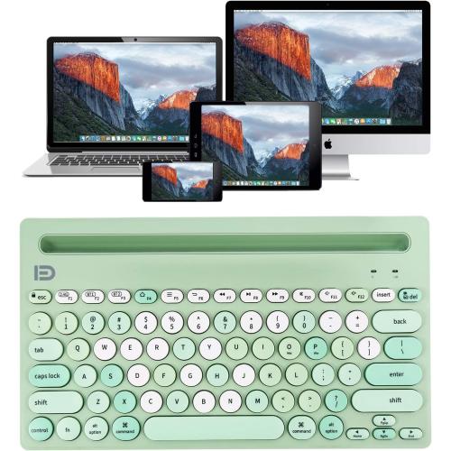 HUO JI Wireless Keyboard Multi-Device, Bluetooth and 2.4G Dual Mode for iPad, Switch to 3 Devices for Cellphone, Tablet, PC, Smart TV, MacBook iOS Android Windows, Green