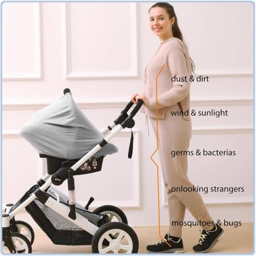 Car Seat Covers Baby - Multi-use Cover Carseat Canopy, Breathable Breastfeeding Cover, Car Seat Covers for Bbies, Boys & Girls Shower Gifts (Knit Grey)