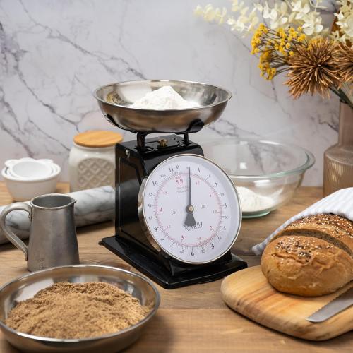 MARLIZ Kitchen Scale 11Lb/5Kg with 2 Bowls |Mechanical dial Scale| Vintage Kitchen Scale| Pesa para alimentos| bascula de cocina|Red|Bakers Scale