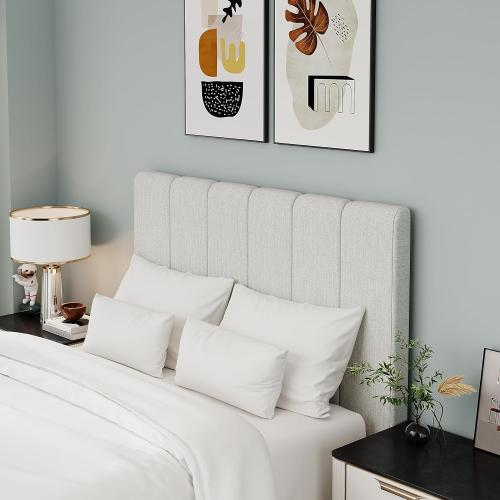 Yongchuang King Headboard Upholstered Headboards for King Size Bed Headboard Panels Adjustable Height Grayish White Linen Head Board