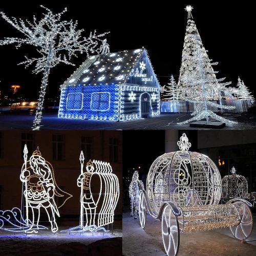 SURNIE Rope Lights Outdoor Waterproof Daylight White: LED 50FT Cuttable Outside Bright 110V Lighting Connectable Flexible Plug Cool Clear Tube, Indoor Deck Patio Xmas Camping Decor, Not Flat Strip