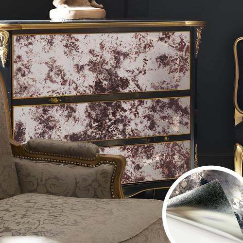LiveInUrban Vintage Foxed Ancient Rust Antique Chrome Reflective Style Wallpaper, Grunge Peel and Stick Contact Paper for Wall Furniture Vanity Dresser Home Decor, 15.35x39.37