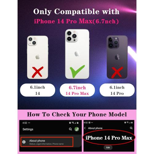 (2in1 for iPhone 14 Pro Max Case Sun and Moon Stars for Women Cute Space Phone Cover with Slide Camera Cover Protective Fashion Golden Print Design Black Cases for 14 ProMax 6.7''