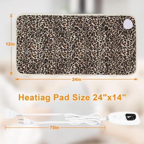 Heating Pad-Electric Heating Pads for Back,Neck,Abdomen,Moist Heated Pad for Shoulder,Knee,Hot Pad for Arms and Legs,Dry&Moist Heat & Auto Shut Off(Leopard Print, 12''×24'')