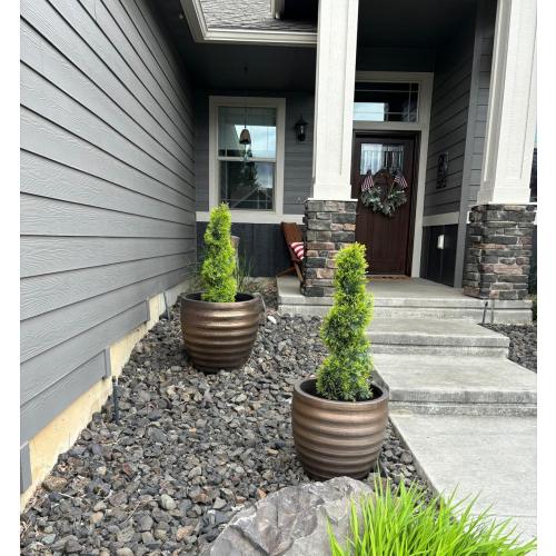 35inch Spiral Topiary Tree, 2 Pack Artificial Ceder Outdoor Plants, Boxwood Topiary Trees Fake Greenery for Front Porch Home Decor