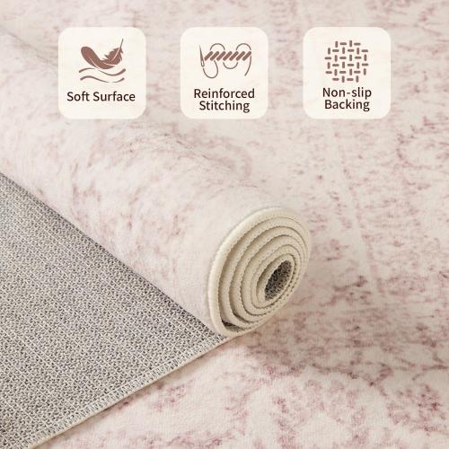 Rugxara Washable Area Rug for Living Room & Bedroom, Rugs for Women, Non Slip, Durable Low Pile Carpet, Vintage Carpets for Office, Dining Room, Kids Room and Farmhouse