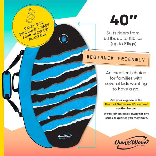Own the Wave Black Claw Strike 40″ High Performance Wooden Skimboard - Features Non-Slip Traction Pad | Comes with Padded Carry Bag Made from Recycled Plastics – for Kids and Adults