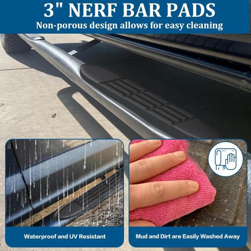 Replacement Step Pad for 3 Round Nerf Bars Set of 4 Pack, 21 Long x 3 Wide, Durable Non-Slip Running Boards Replacement Pads with Rubber Mallet and 24 Pins