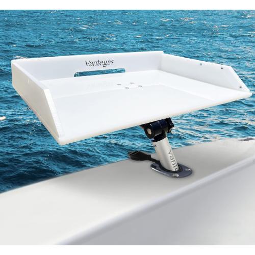 Size 21.25 x 13 Color White Vantegas Boat Cutting Board Bait Table Filet Board For Fish Cleaning Station White Fishing Fillet Table, In Single Rod Holder With Plier Storage and Knife Slot, Marine Accessories For Boats Grill