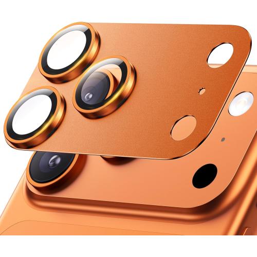 Hoerrye for iPhone 17 Pro Camera Lens Protector - [12FT Shatterproof Military Grade] [Strong Adsorption] Top 9H  Tempered Glass Camera Screen Full Protective Cover Case Friendly,Cosmic Orange