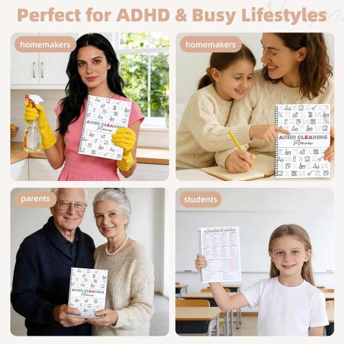 ADHD Cleaning Planner for Adults – Undated Daily, Weekly & Monthly Cleaning Schedule & Checklist – Household Chores Organizer Notebook for Home Management, Routine Tracking Family Cleaning Tasks