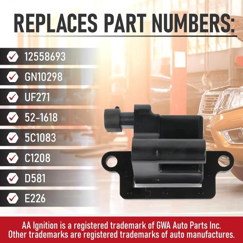 Ignition Coil Pack - Replaces 12558693, UF271, 5C1083, D581 - Compatible with Chevy, GMC & Cadillac Vehicles - Escalade, Avalanche, Silverado, Express 3500, Suburban, Tahoe, Sierra, Savana, Yukon XL