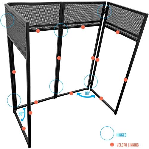 AxcessAbles Portable DJ Facade Booth with Black and White Lighting Scrims, Carry Cases | Standing DJ Table - 40 x 20 | DJ Controller Stand | Recording Mixer Stand | DJ Booth (ES-01)
