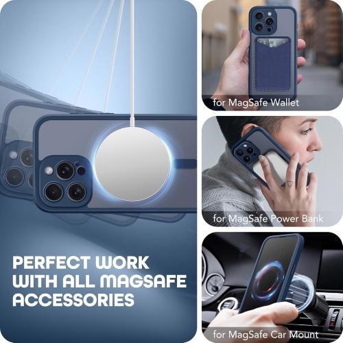 for iPhone 15 Pro Max Case, Compatible with MagSafe, Built-in Privacy Screen Protector and Camera Protection, Anti Spy Full Body Dustproof Shockproof Hard Phone Case 6.7, Dark Blue