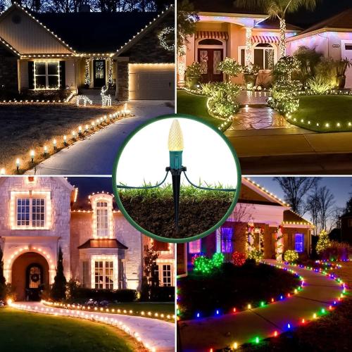 100-Pack Plastic Light Stakes, 4.5 Inch Christmas Yard Stakes for C7 C9 Christmas Lights Outdoor, Universal Light Stakes for Outdoor Holiday Lights Use on Garden Lawn Patio Path Walkway – Black