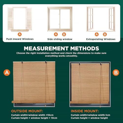 Bamboo Blinds for Interior Windows, Easy to Install Bamboo Shades for Indoor Windows, Custom Roller Shades for Indoor Window and Outdoor Patio, 23 W x 48 H