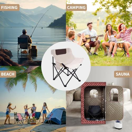 Portable Folding Chair for Sauna, Fast Folding Chair with Carry Bag and Side Pocket Chairs for Adults, Carry Chair for Camping, Tailgates, Beach, and Sports